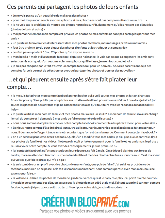 Piratage de compte Facebook : parents sociaux et familles qui partagent les photos de leur enfants sur Facebook