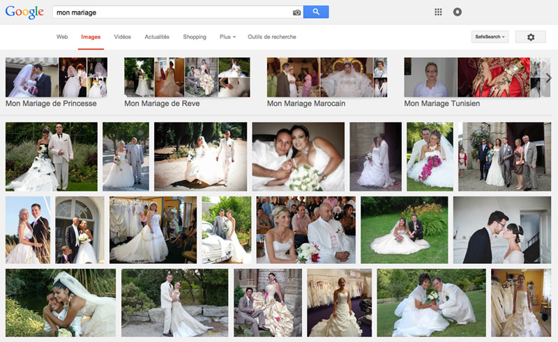 De nombreuses photos de mariage se retrouvent indexées à vie dans Google images