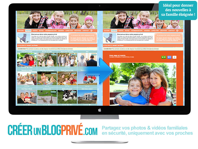 Exemple d'un espace privé avec photos et vidéos une fois qu'on a entré son mot de passe invité