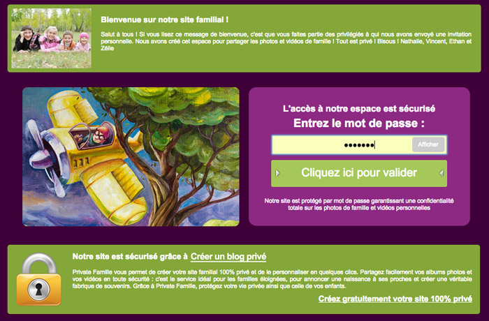 C'est la page de connexion où les invités doivent entrer leur mot de passe