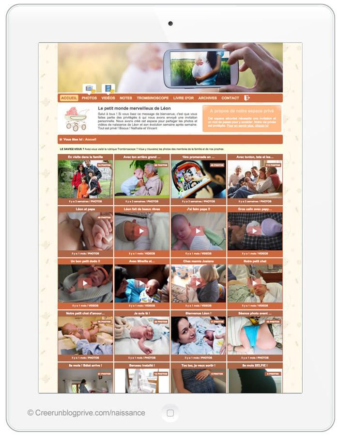 Photos de bébé en ligne à partager avec ses proches