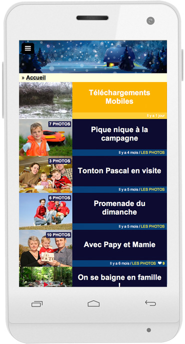 Espace familial privé une fois que l'on est connecté avec son téléphone mobile