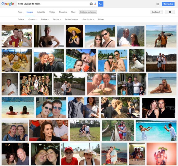 En tapant dans Google "notre voyage de noces", comprend tout de suite l'intérêt de protéger sa vie privée