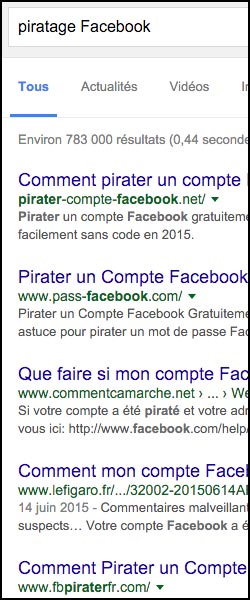 Techniques et guides sur Google pour pirater un compte Facebook privé