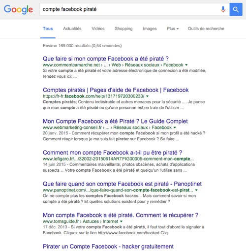 Le piratage de compte Facebook arrive très souvent...