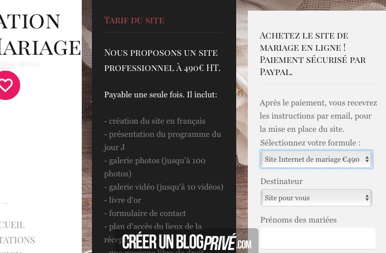  En moyenne créer un site de mariage par une agence, commence aux alentours de 500 euros....