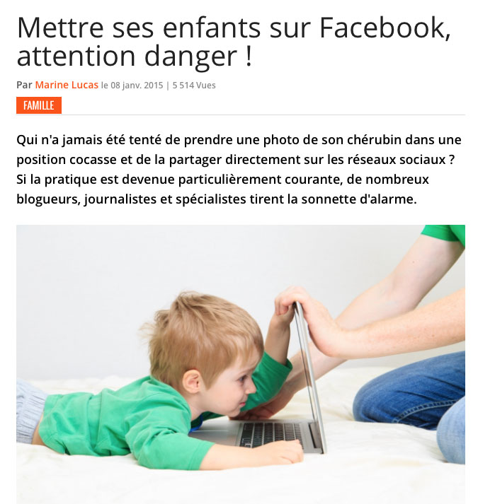 D'après une étude britannique, près de 81% des enfants en Europe, aux Etats-Unis et en Australie, ont des photos d'eux diffusées sur les réseaux sociaux par leurs parents avant l'âge de deux ans.