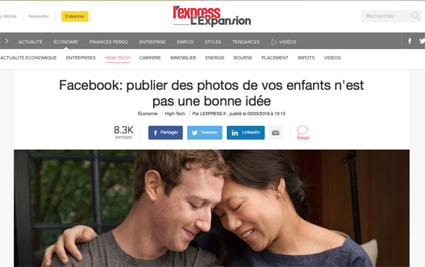 Publier des photos de ses enfants sur Facebook n'est pas une bonne idée...