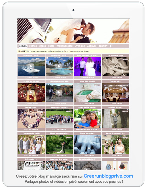 Exemple de blog mariage pour partager ses albums photos en privé avec ses invités